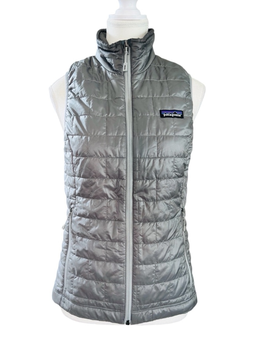 Patagonia Nano Puff Vest XS Silver PrimaLoft GE Logo Lightweight